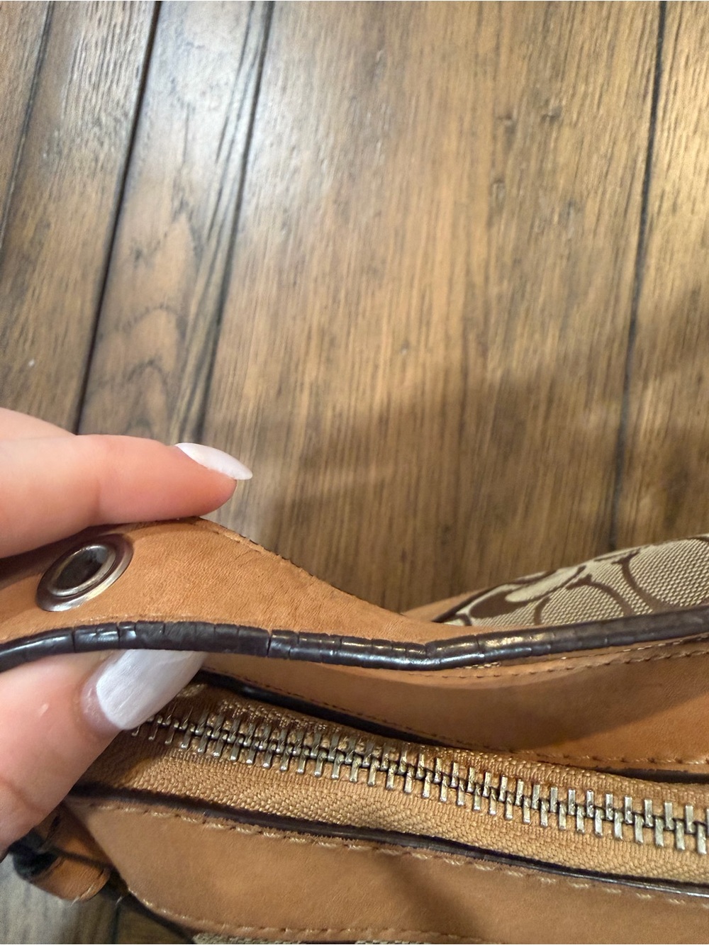 Coach Tan Signature Jacquard Crossbody with Leather Trim Authentic - Picture 15 of 16